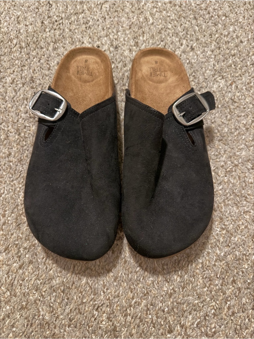 Time and Tru Black Suede Clogs with Silver Buckle - Picture 5 of 5